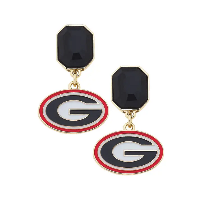 Earrings - Georgia Bulldogs Rhinestone Enamel Logo - Findlay Rowe Designs