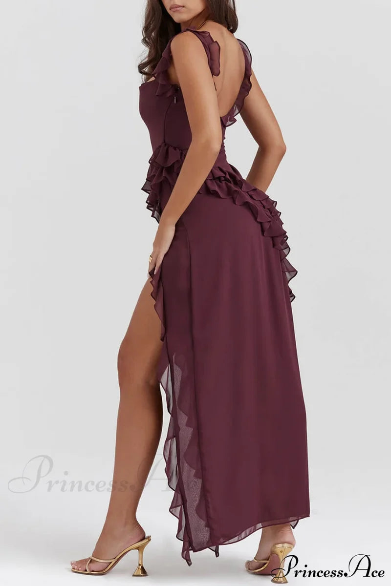 Mulberry Ruffle Stylish Maxi Dress Dresses