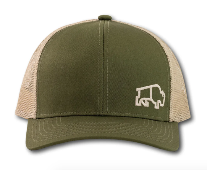 Side Bison Green Tan Hat