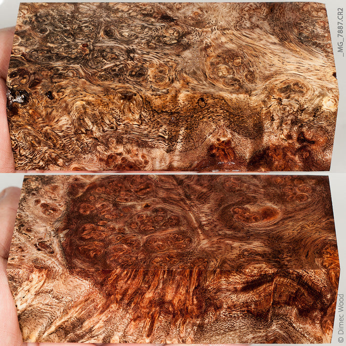 Stabilized wood white siris burl block