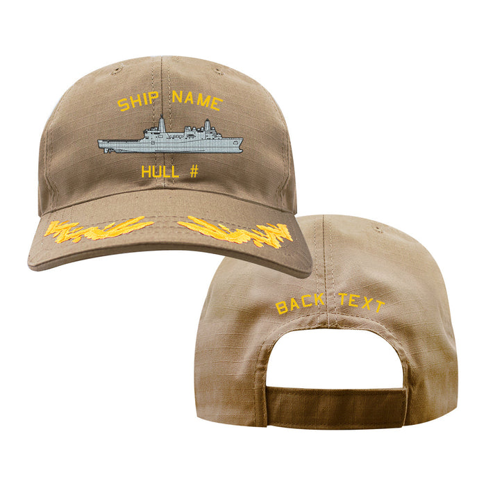 U.S. Navy Custom Ship Cap - Coyote - Captain Scrambled Eggs - San Antonio Class Amphibious Transport Dock Ship Hats and Caps