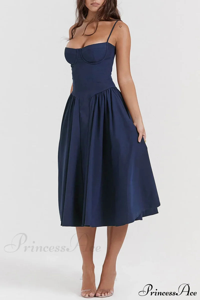 V-Neck Strapless Stylish Midi Dress Dresses