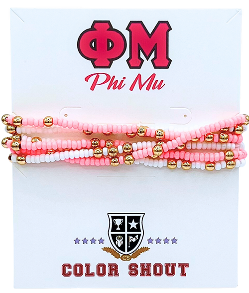 6 Beaded Stretch Bracelets- Phi Mu