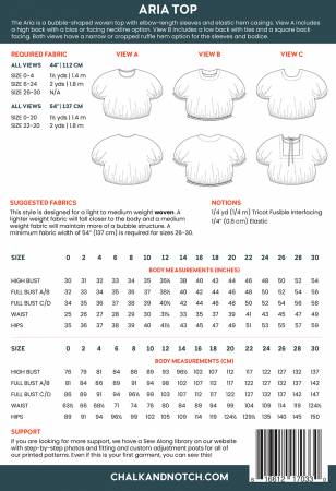 Aria Top Pattern -- Chalk & Notch