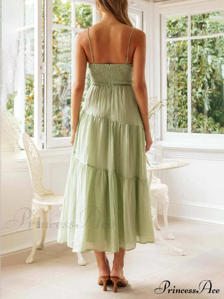 Backless Lace-Up Sleeveless Charming Patchwork Slip Dress Dresses