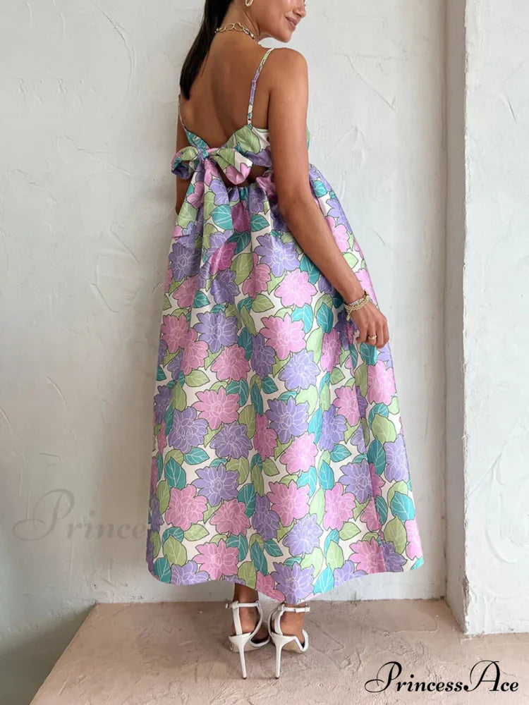 Beautiful Temperament Printed Charming Strapless Backless Swing Dress Dresses
