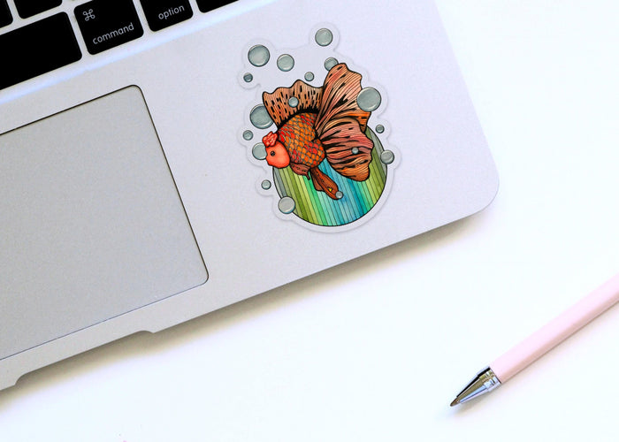 PinkPolish Design Stickers "Bubble Fish" Vinyl Die Cut Sticker