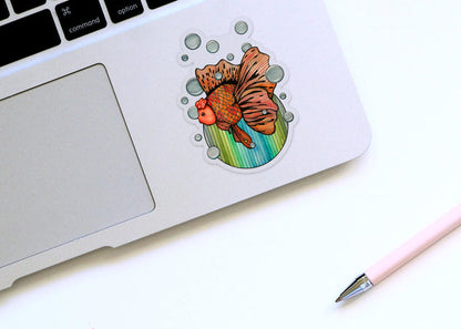 PinkPolish Design Stickers "Bubble Fish" Vinyl Die Cut Sticker
