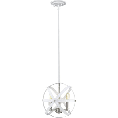 Cavallo Hammered White and Brushed Nickel Chandelier - Chandelier