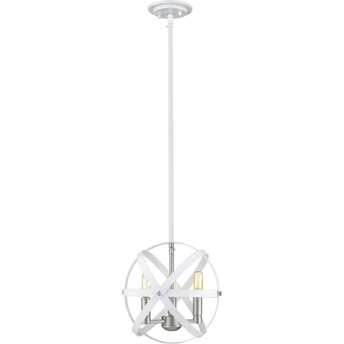 Cavallo Hammered White and Brushed Nickel Chandelier - Chandelier