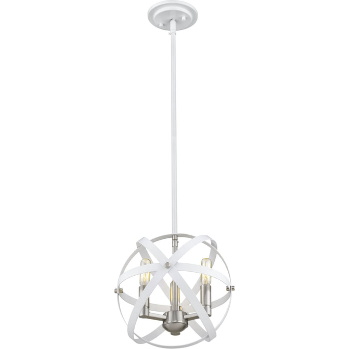 Cavallo Hammered White and Brushed Nickel Chandelier - Chandelier