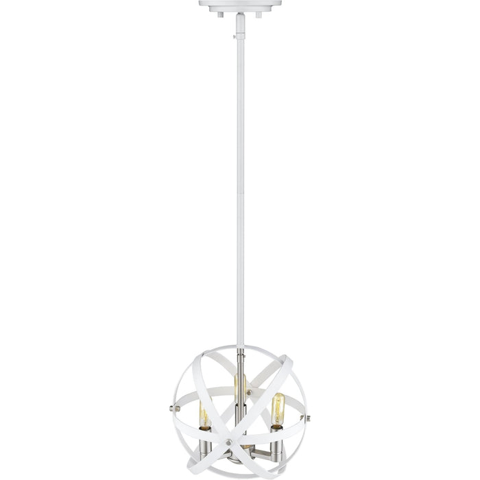 Cavallo Hammered White and Brushed Nickel Chandelier - Chandelier
