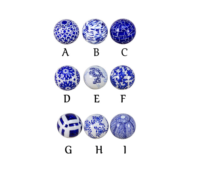 Ceramic Sphere - Rae Blue and White - Findlay Rowe Designs
