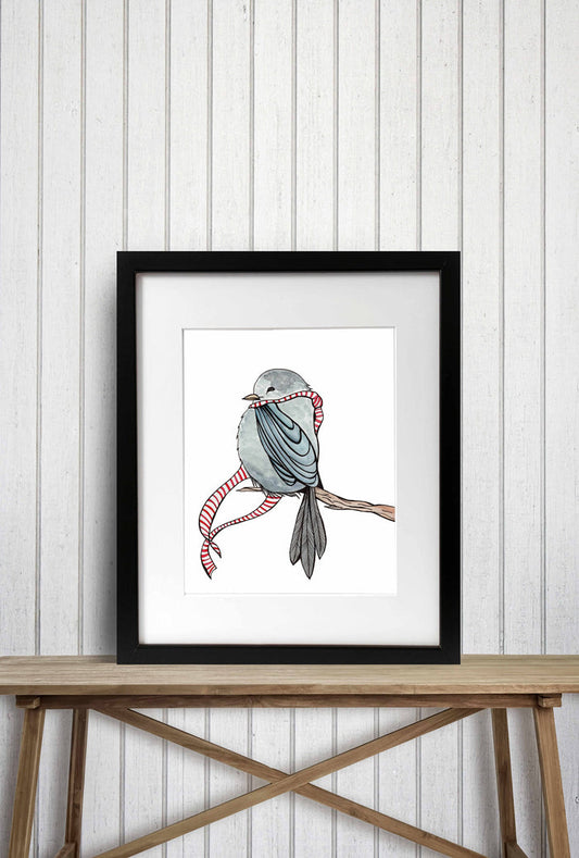 PinkPolish Design Art Prints "Cozy Bird" Watercolor Painting: Art Print