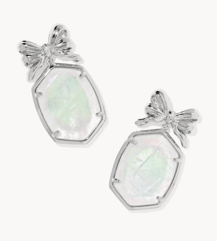 Daphne Bow Drop Rhod Ird Crystal Ivory Illusion Earrings Kendra Scott