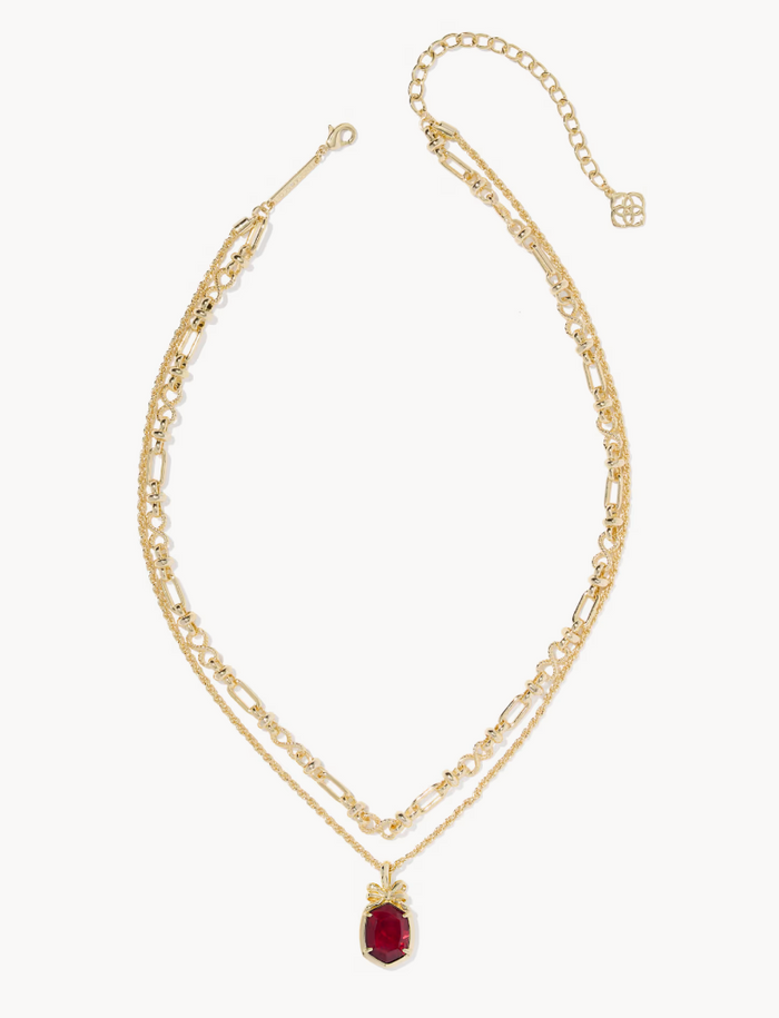Daphne Bow Multi Strand Gold Dark Burgundy Illusion Necklace Kendra Scott