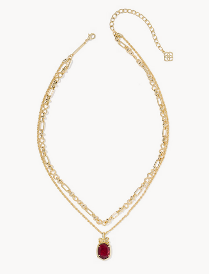 Daphne Bow Multi Strand Gold Dark Burgundy Illusion Necklace Kendra Scott