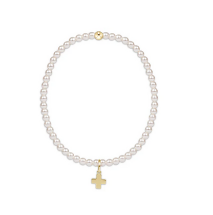 Enewton - Classic Pearl 3mm Bead Bracelet - Signature Cross - Gold - Findlay Rowe Designs