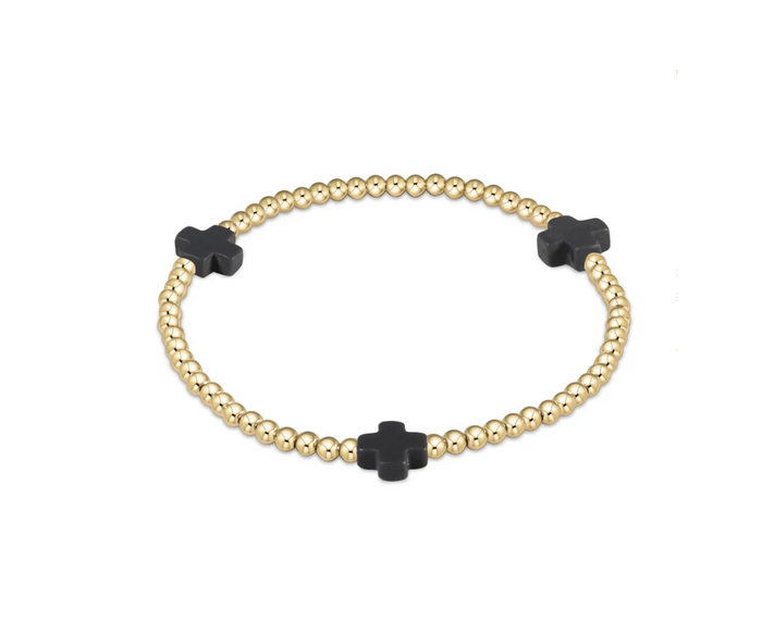 Enewton - Extends - Signature Cross Gold Pattern 3mm Bead Bracelet - Charcoal - Findlay Rowe Designs