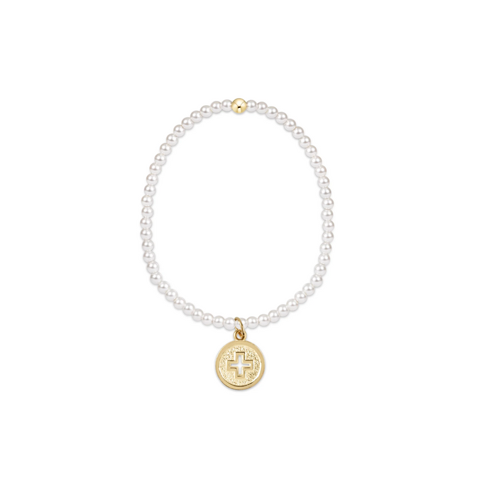 Enewton - Extends Classic Pearl 3mm Bead Bracelet - Signature Cross Gold Disc - Findlay Rowe Designs