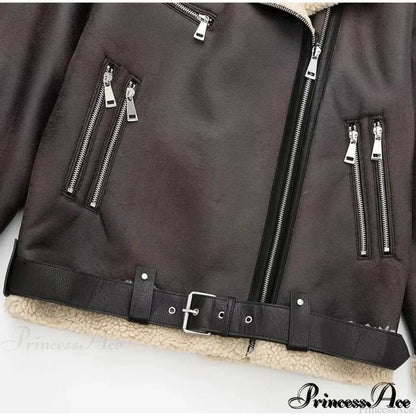 Faux Fur Stylish Double-sided Zipper Jacket