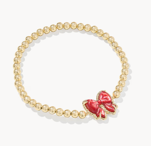 Haley Bow Gold Scarlet Red MOP Stretch Bracelet Necklace Kendra Scott