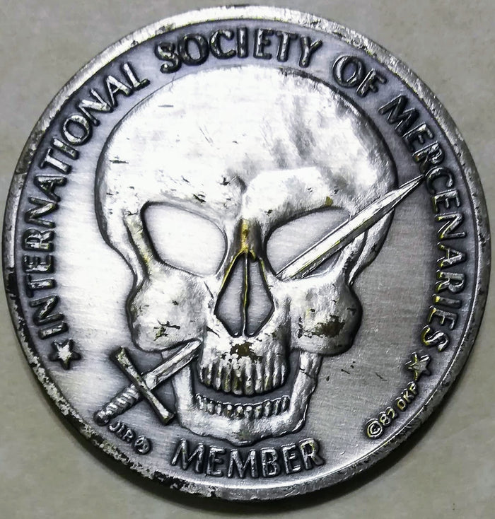 International Society of Mercenaries Member serial numbered Challenge Coin