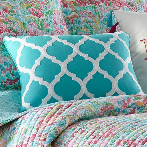 Karola Teal Lattice Pillow
