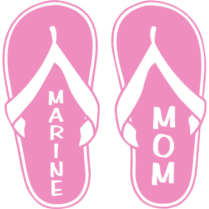 Marine Mom Pink Flip Flops 4" Vinyl Transfer Stickers and Decals BP-0832