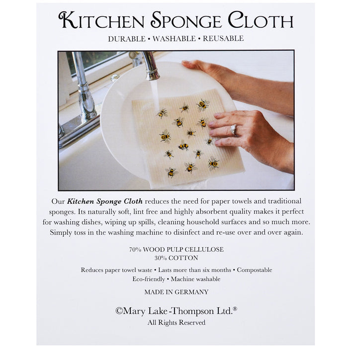 Mary Lake-Thompson Scattered Bees Sponge Cloth, Machine Washable, Compostable