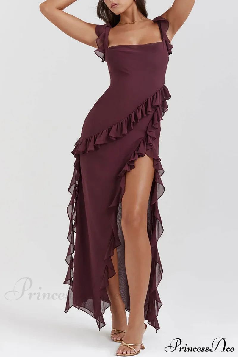 Mulberry Ruffle Stylish Maxi Dress Dresses