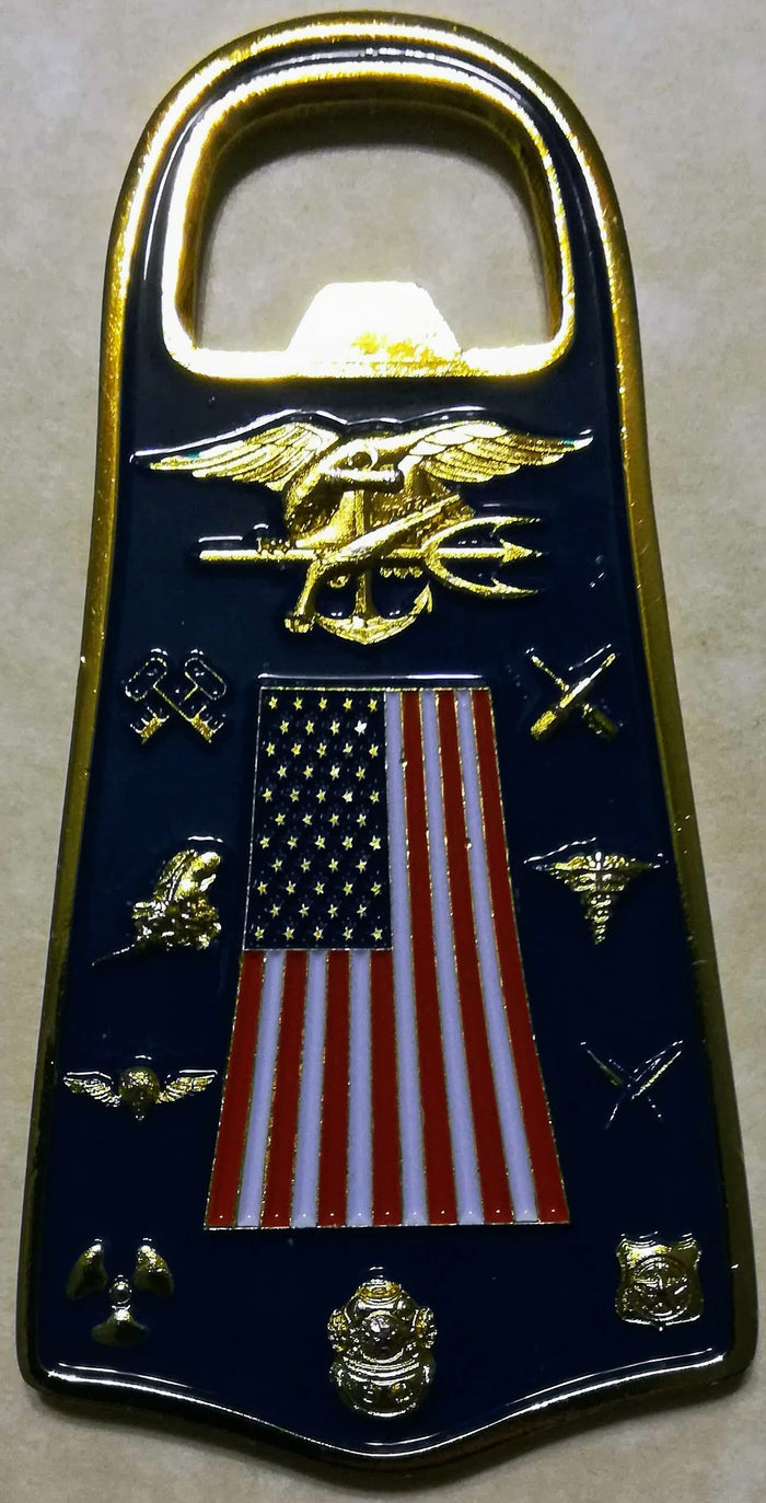 Naval Special Warfare Group Logistics Support Unit One Bottle Opener Navy SEAL Challenge Coin