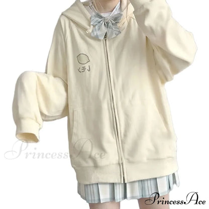 Plus Hoodie Design Women Fruit Sweatshirt Harajuku Loose Thin Zipper Sweet Pink Pocket Cute Size