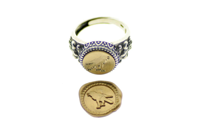 Raven Signet Ring - Backtozero B20 - 12f, 12mm, 12mm ring, accessory, Bird, crow, Fleur de Lis, halloween, him, jewelry, raven, ring, signet ring, size 10, size 11, size 8, size 9, wax seal, wax seal ring, wax seal stamp, Woodland Animal