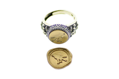 Raven Signet Ring - Backtozero B20 - 12f, 12mm, 12mm ring, accessory, Bird, crow, Fleur de Lis, halloween, him, jewelry, raven, ring, signet ring, size 10, size 11, size 8, size 9, wax seal, wax seal ring, wax seal stamp, Woodland Animal