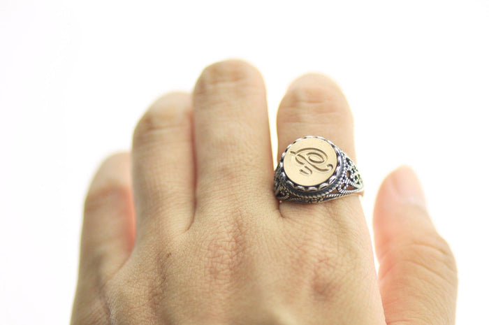 Script Initial Signet Ring - Backtozero B20 - 12l, 12mm, 12mm ring, 1initial, Custom, custom ring, her, Initial, lace, One Initial, Personalized, ring, signet ring, size 10, size 7, size 8, size 9, wax seal, wax seal ring