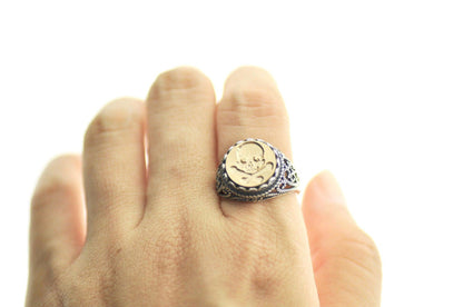 Skull Bone Signet Ring - Backtozero B20 - 12l, 12mm, 12mm ring, Bone, her, lace, Pirate, ring, signet ring, size 10, size 7, size 8, size 9, Skull, wax seal, wax seal ring, wax seal stamp