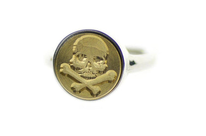 Skull Bone Signet Ring - Backtozero B20 - 12m, 12mm, 12mm ring, 12mn, Bone, her, Pirate, ring, signet ring, size 7, size 8, Skull, wax seal, wax seal ring