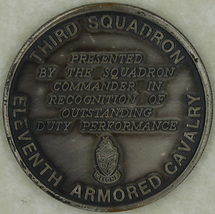 Third/3rd Squadron Eleventh/11th Armored Cavalry Workhorse of the Blackhorse Commander Army Challenge Coin
