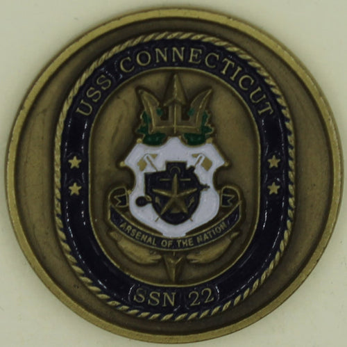 USS Connecticut Sub/Submarine SSN-22 Boat Chief Navy Challenge Coin