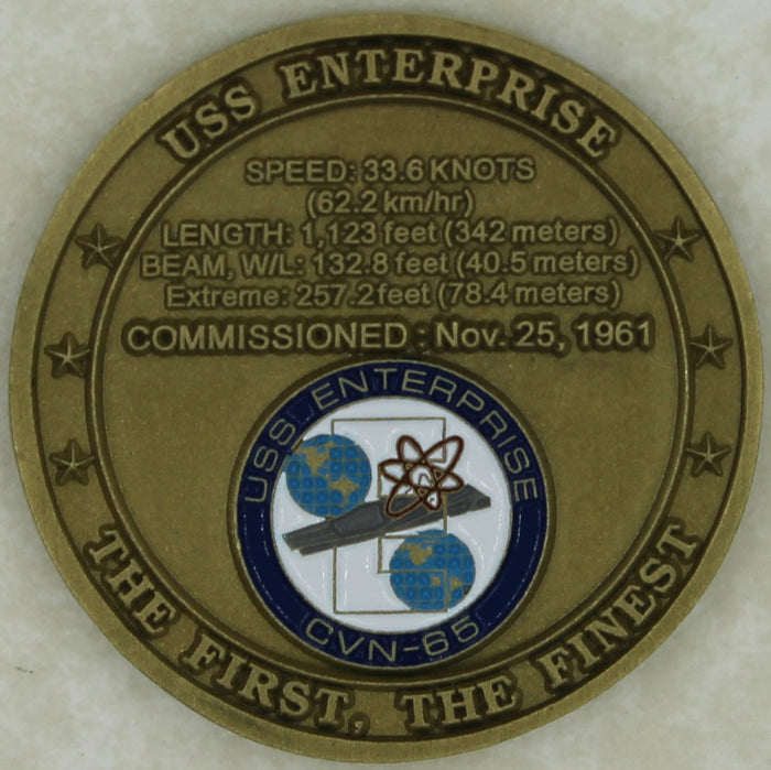 USS Enterprise CVN-65 Aircraft Carrier Brass Navy Challenge Coin