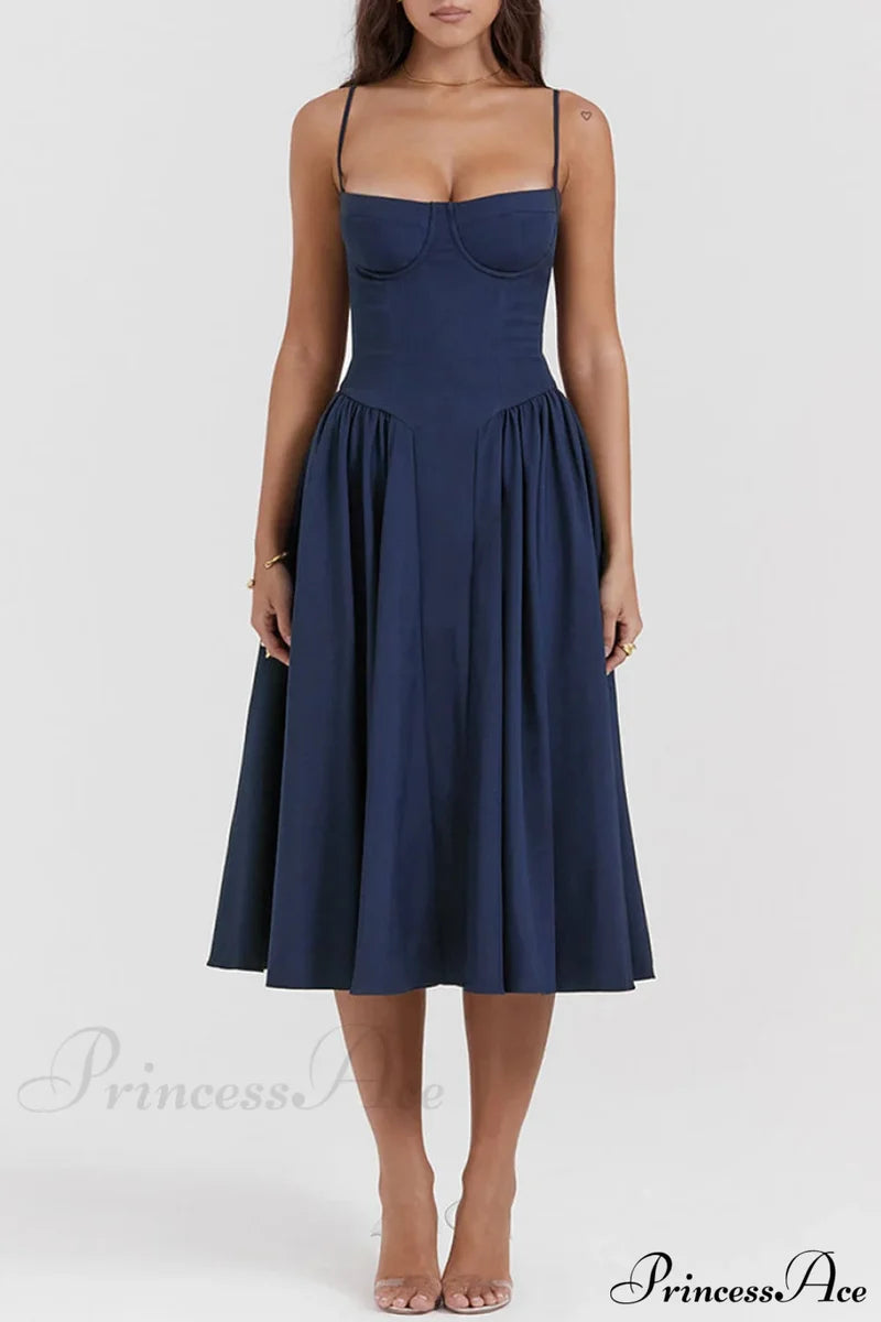 V-Neck Strapless Stylish Midi Dress Dresses